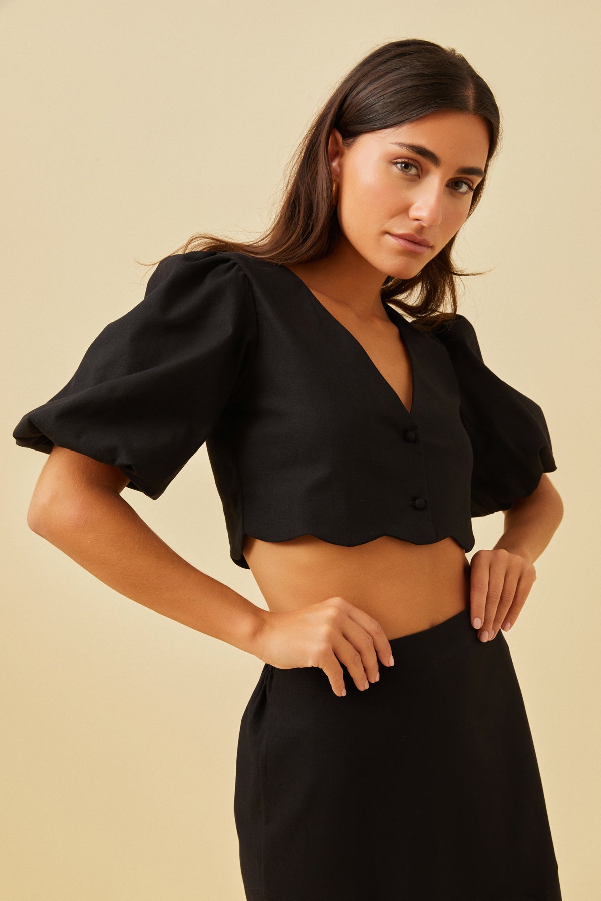 Top crop lino Violet