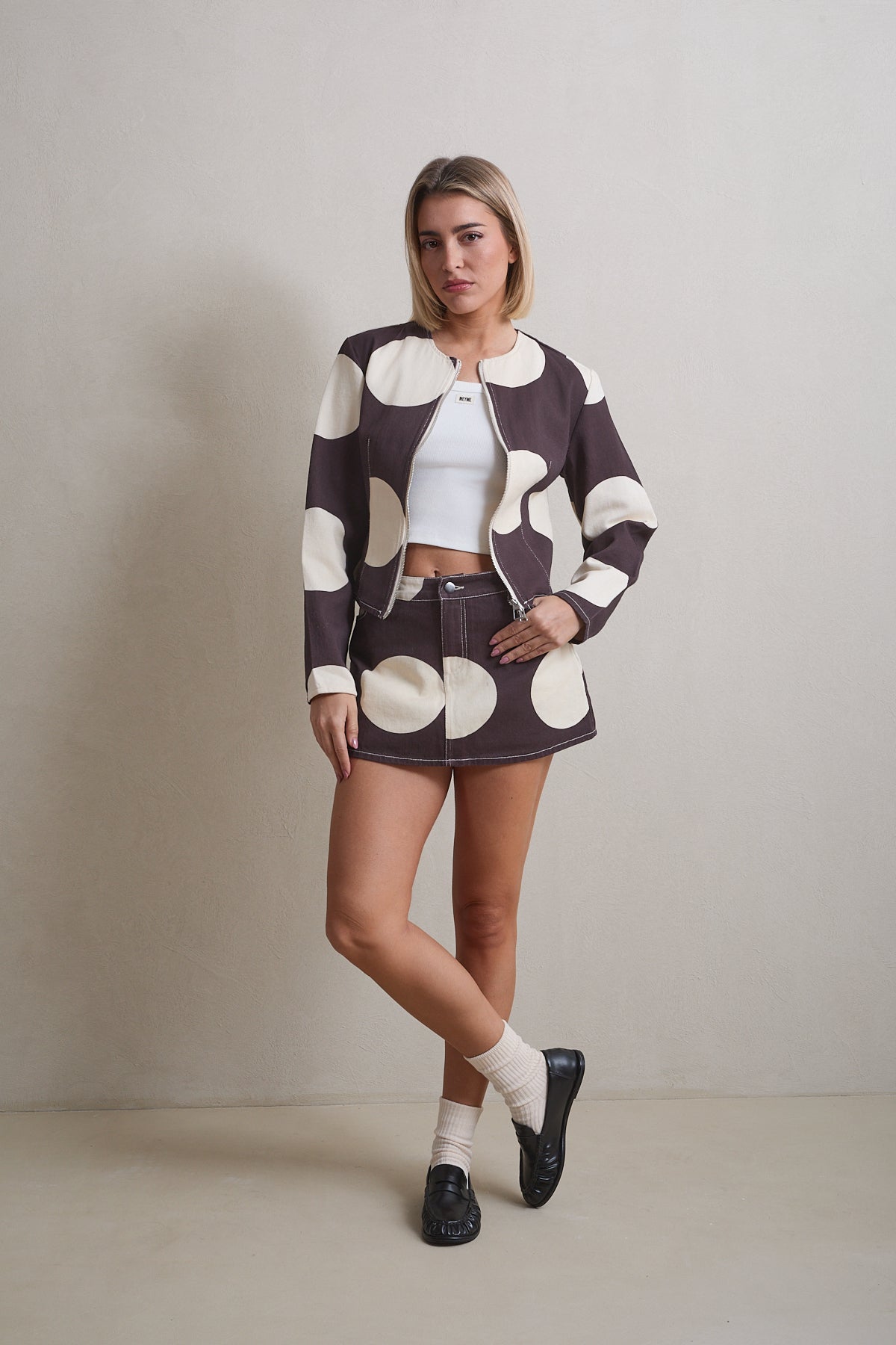 Polka Dot Denim Jacket