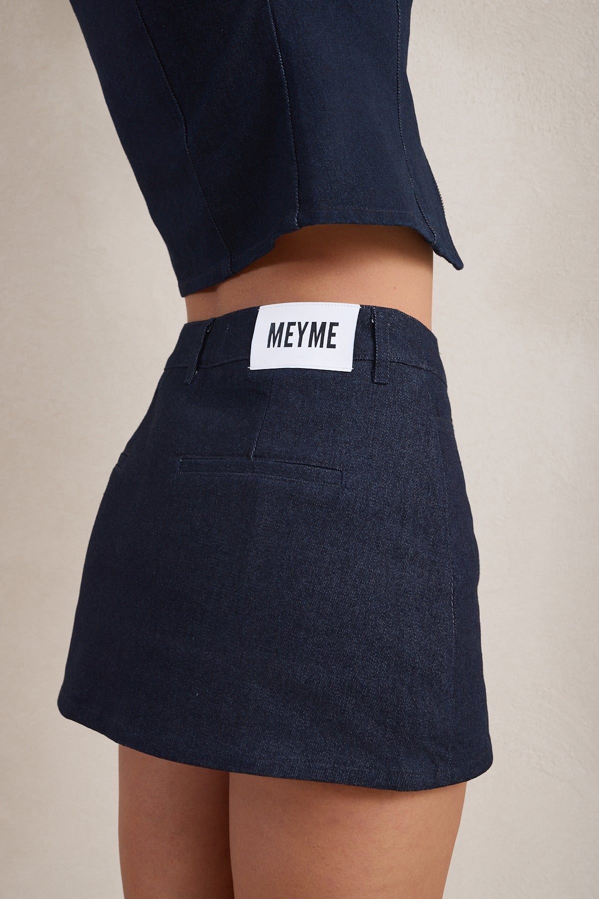 Mini Falda Denim Polka