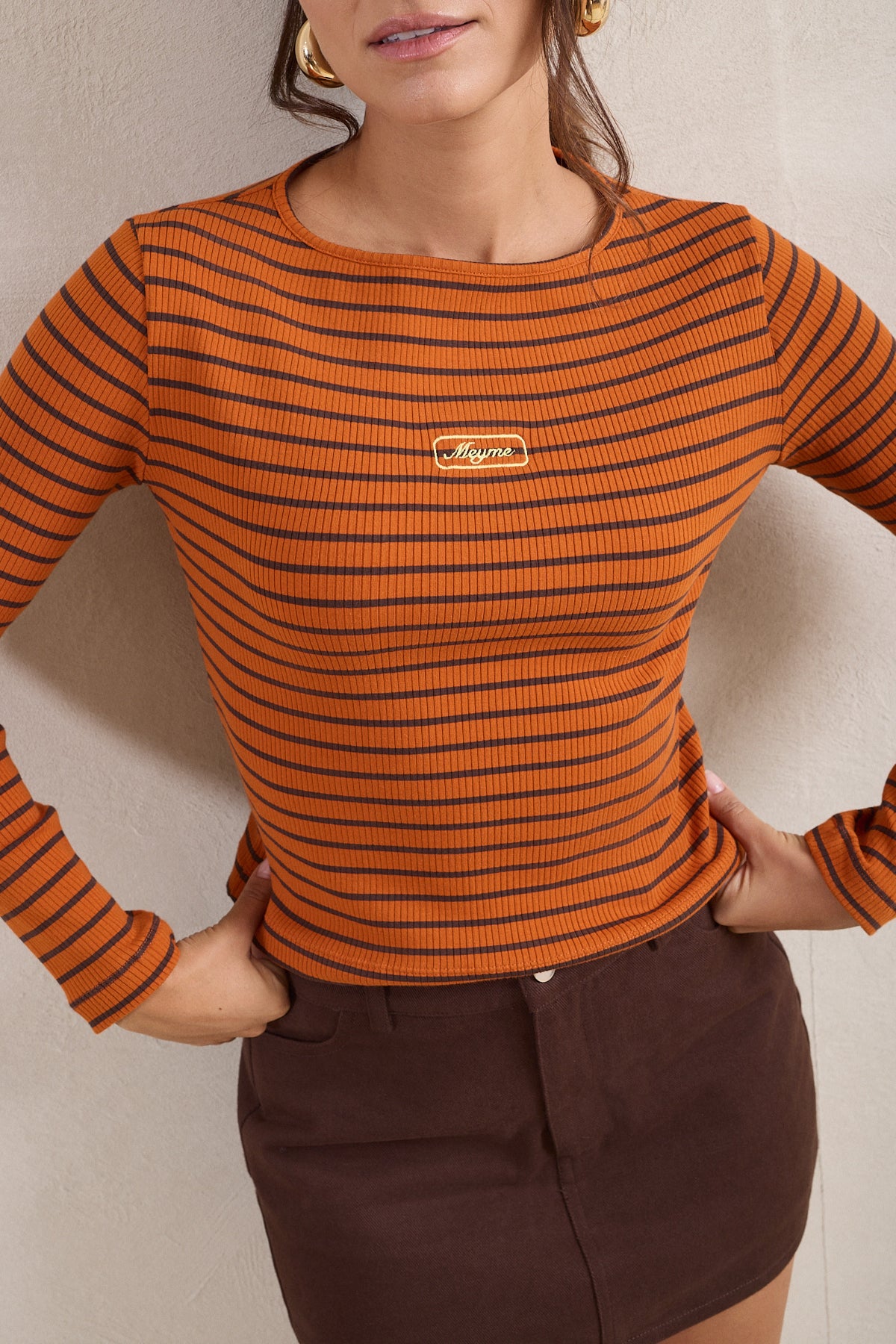 Meyme Long Sleeve Ribbed T-Shirt