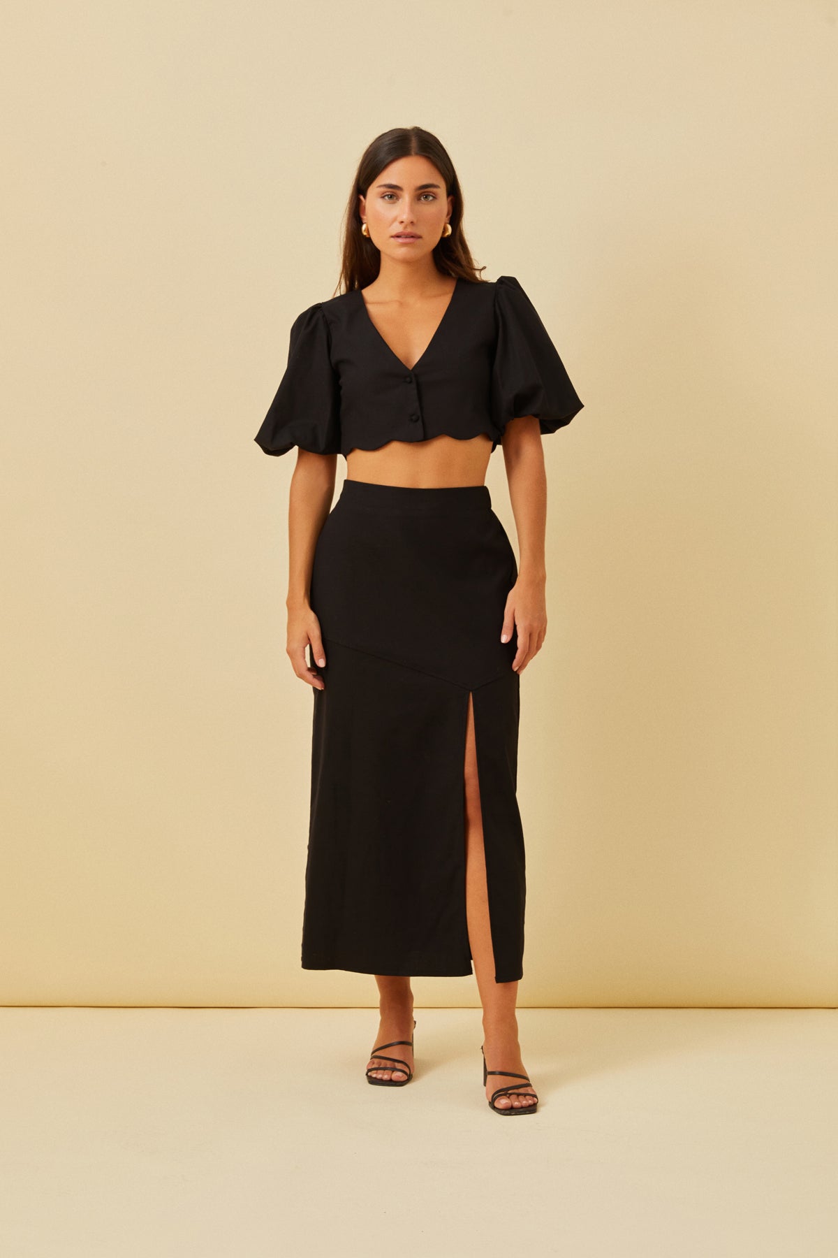 Ayla midi linen skirt