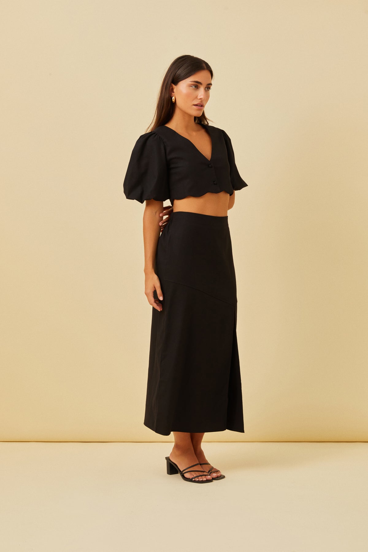 Ayla midi linen skirt