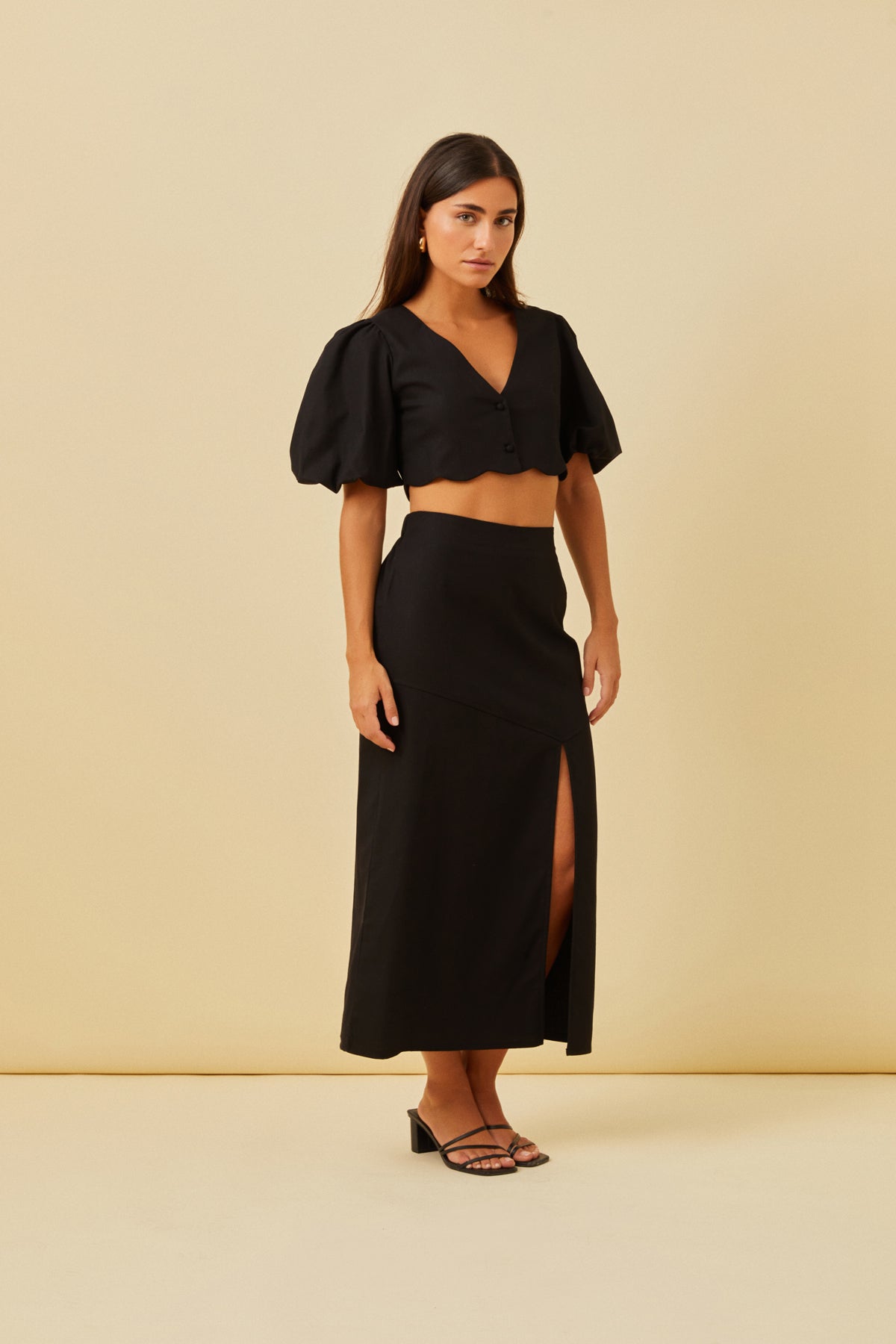 Ayla midi linen skirt