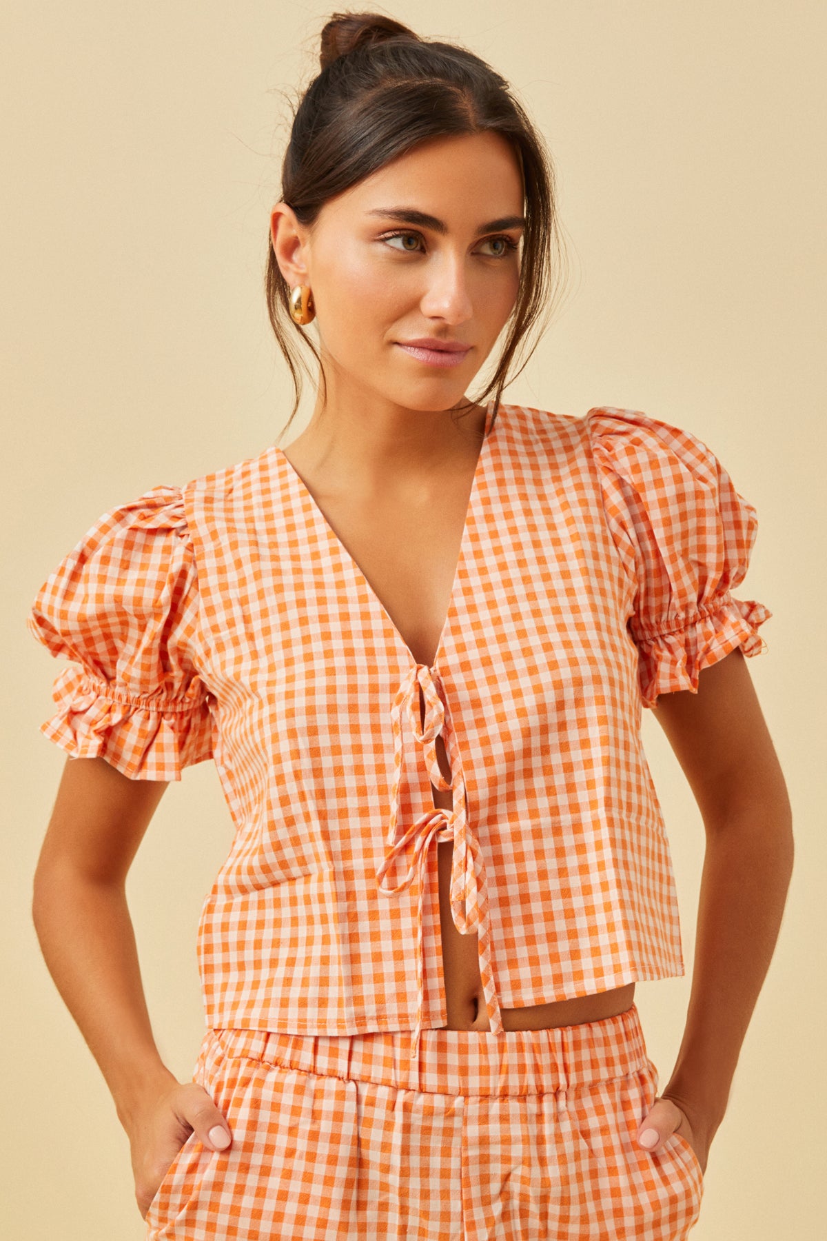 Abby gingham bow top