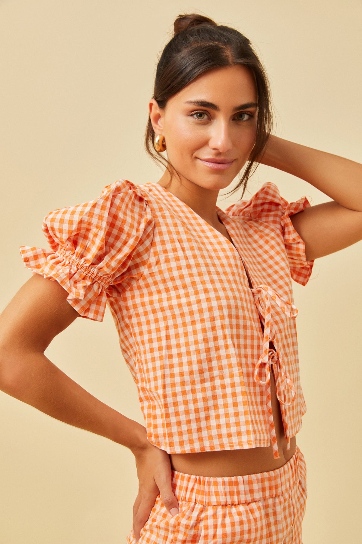 Abby gingham bow top