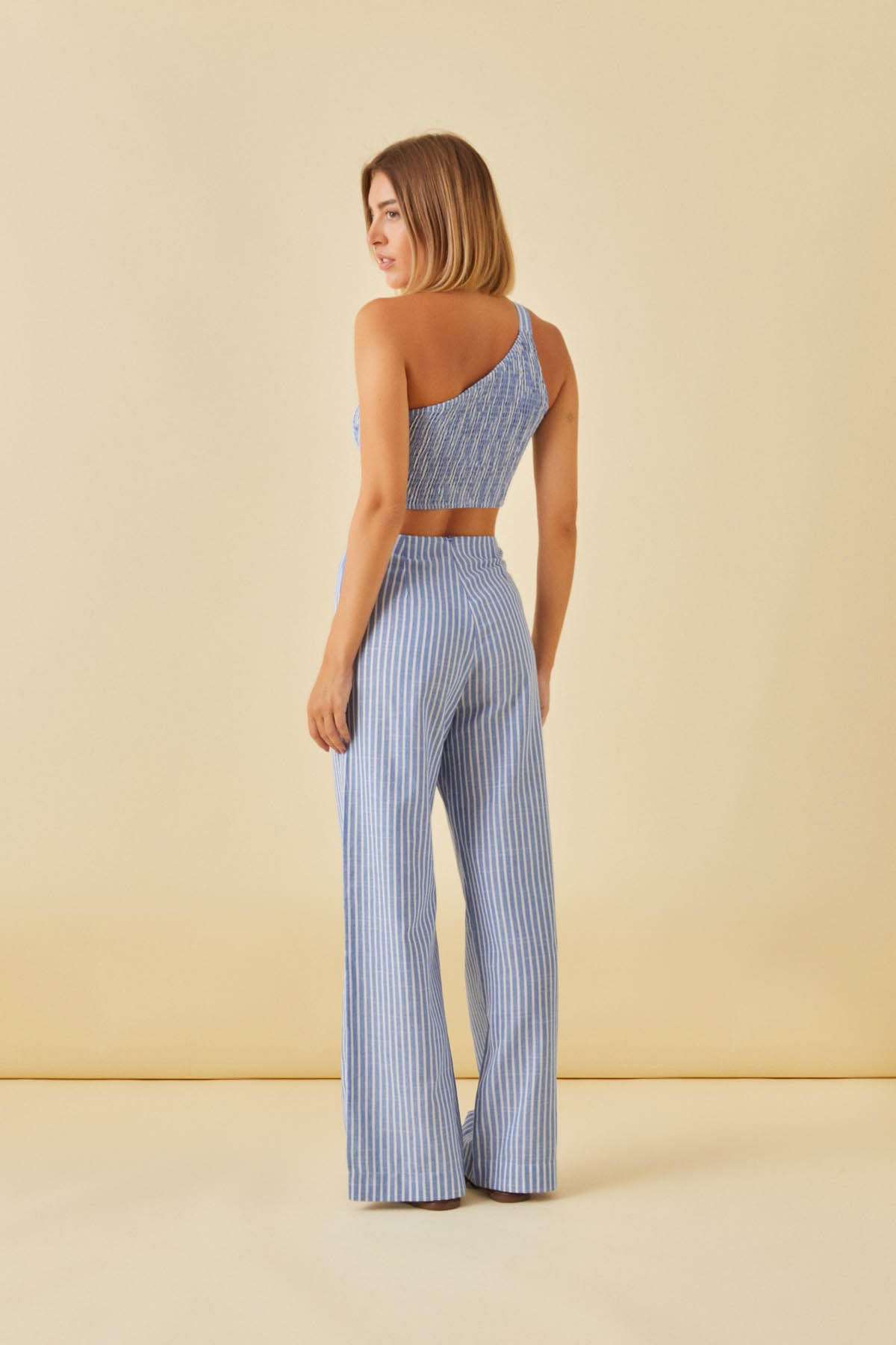 Pantalon en lin rayé Lola