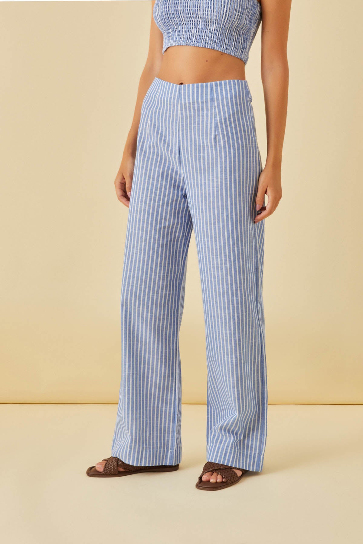 Pantalon en lin rayé Lola