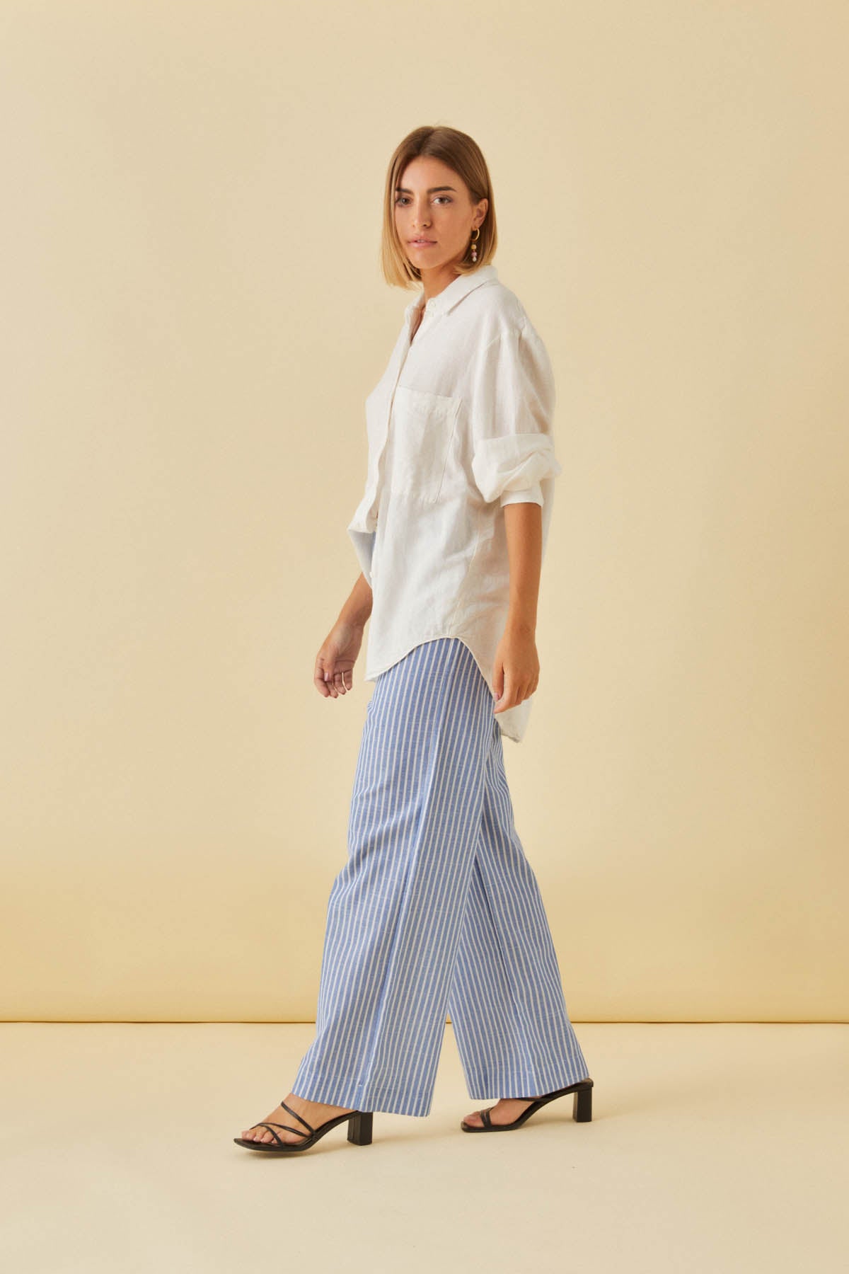 Pantalon en lin rayé Lola